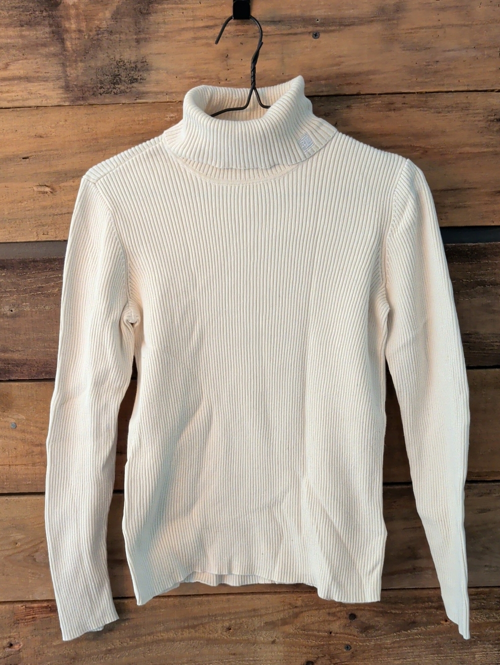 Ralph Lauren Cream Ribbed Turtleneck Sweater 100% Cotton